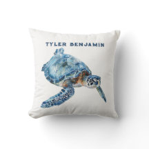 Tartaruga Marinha Azul Caprichosa em Aquarela