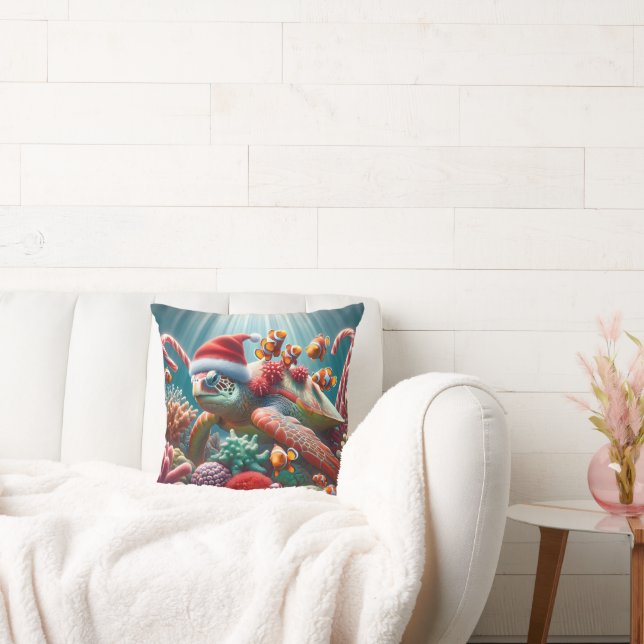 Almofada Tartaruga marinha com Papai Noel de Natal (Sofá)