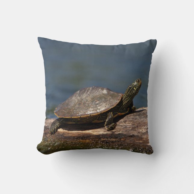 Almofada Tartaruga pintada em um tronco (Frente)