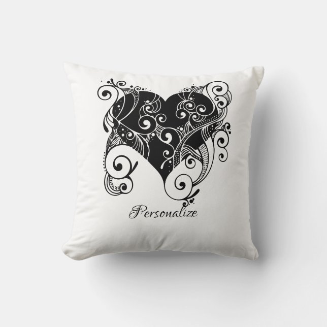 Almofada Tatuagem Gothic Black Heart Design Personalizada (Frente)