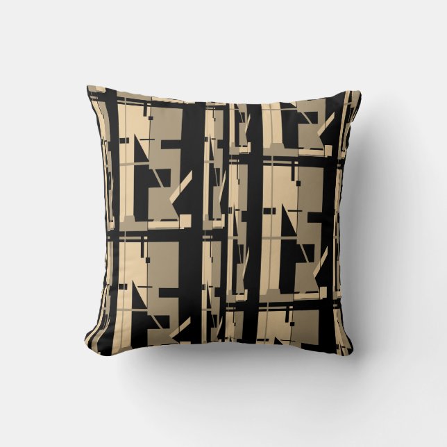 Almofada Taupe Beige Black Southwest Olha Grande Mosaico (Frente)