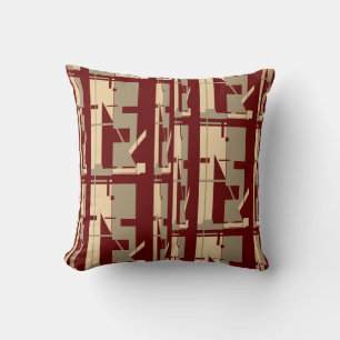 Almofada Taupe Beige Burgundy Southwest Large Mosaics Motif