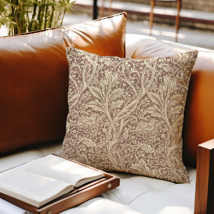 Almofada Taupe Brown Arcadia William Morris Hawthorn