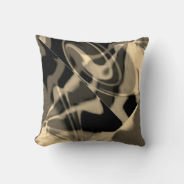 Almofada Taupe Cream em Black Diagonal Swirls Abstrato Art