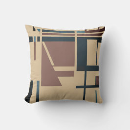 Almofada Taupe Dark Teal Blue Brown Tan Abstrato MCM