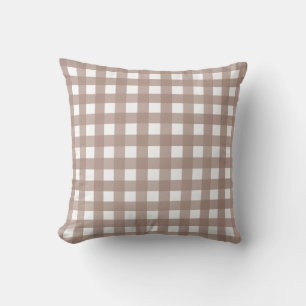Almofada Taupe Gingham Check Travesseiro decorativo