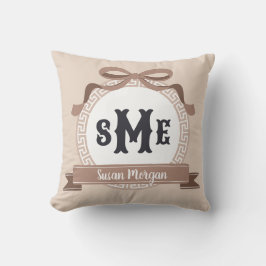 Almofada Taupe Inverter Grego - Arco - Chave Monograma