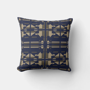 Almofada Taupe Marinho Mediterrâneo Grande Azulejo Mosaico
