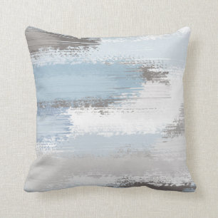 Almofada Taupe Slate Blue Abstrato Brushstrokes