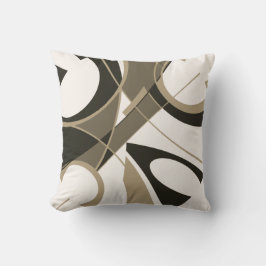 Almofada Taupe Tan Black on Off-White Diagonal Art Abstrato