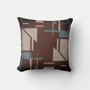 Almofada Taupe Teal Blue na aparência de MCM Geométrico Mar
