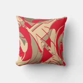 Almofada Taupe Vermelho Escorregando Folhas Florais Design