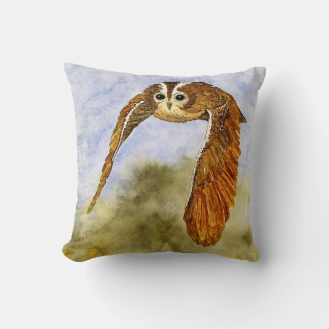 Almofada Tawny Owl Em Voo (Frente)