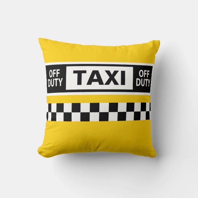 Almofada Taxi Driver New York Off Duty Yellow Black White (Frente)