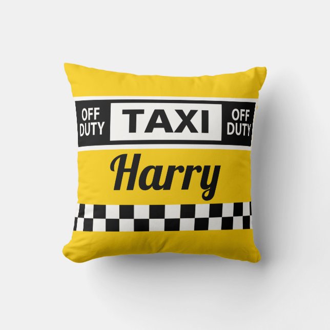 Almofada Taxi Driver Retirement Gift Diversão Yellow Cab (Frente)