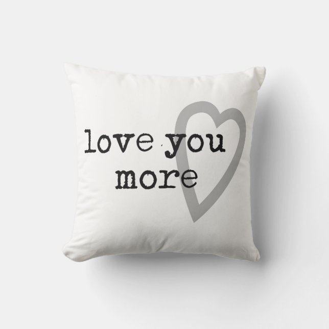 Almofada te amo, coração negro de cinza preto mais moderno (Frente)