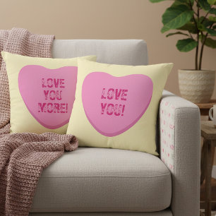 Almofada Te Amo Mais Corações Adoráveis Rosa Em Amarelo
