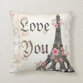 Almofada Te Amo Romântico Paris Tea rosa flor de cereja