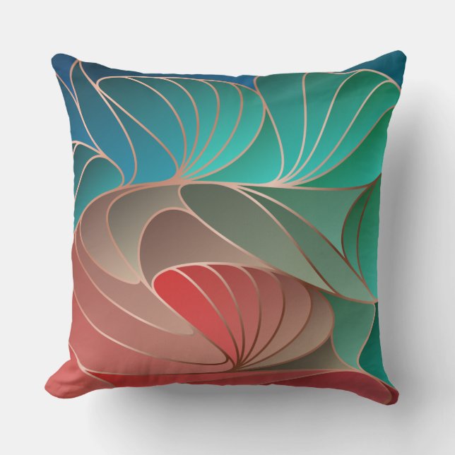Almofada Teal and Coral New Art Nouveau (Frente)