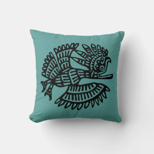 Almofada Teal Aztec Travesseiro Com Bird Motif