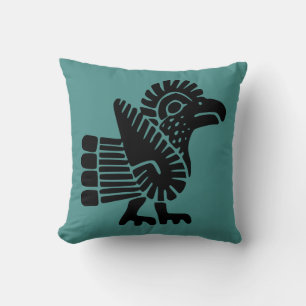 Almofada Teal Aztec Travesseiro Com Motif De Galo