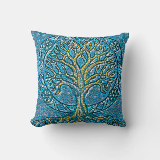 Almofada Teal Blue Tree of Life Travesseiro decorativo