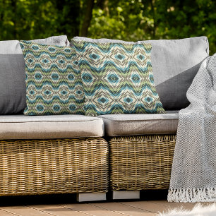 Almofada Teal Blue Verde limão Taupe Brown Ivory Arte Triba