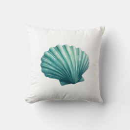 Almofada Teal Clam Shell Beach Náutica Costeira Seashell