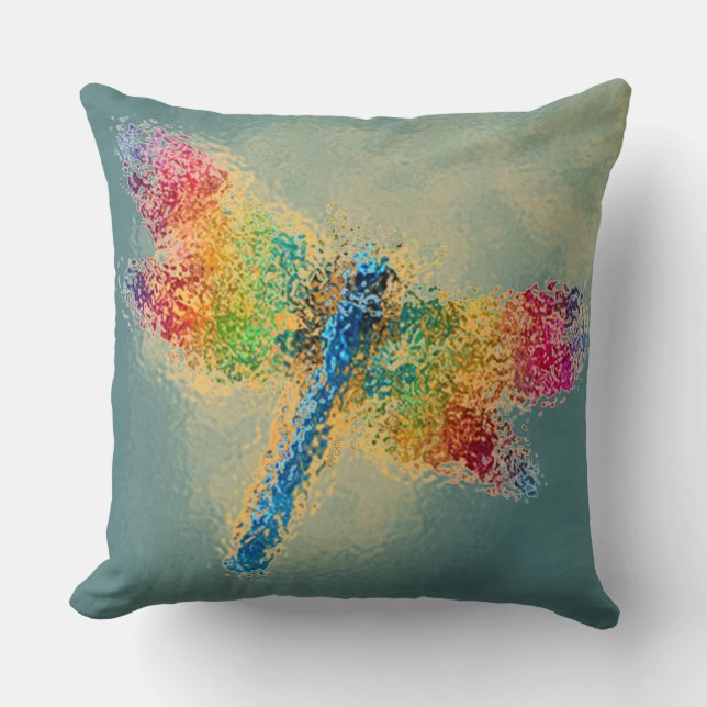 Almofada Teal de Dragonfly Multicolorida (Frente)