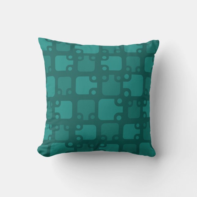 Almofada Teal do Padrão Moderno do Meio século (Frente)