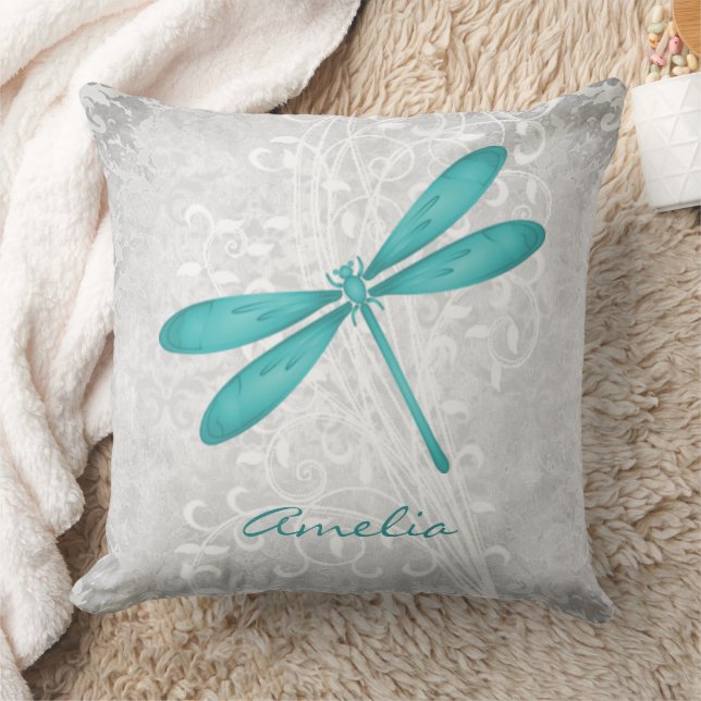 Almofada Teal Dragonfly Travesseiro decorativo Personalizad (Cobertor)
