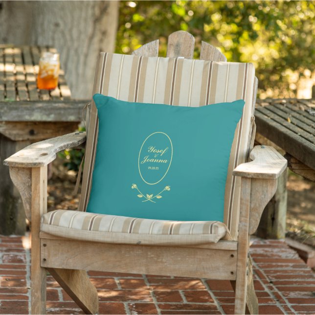 Almofada Teal e Dourado Casamento (Cadeira)