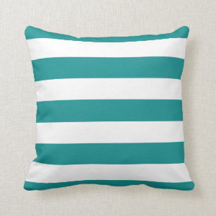 Almofada Teal e Listras Brancas Modernas
