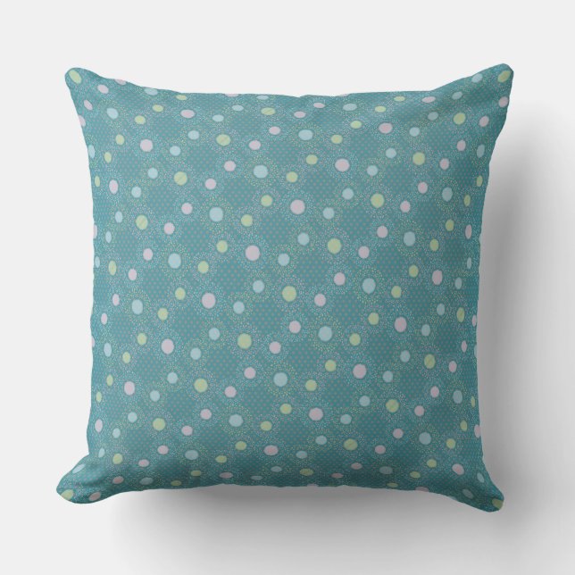 Almofada Teal e Pastel Polkadots (Frente)