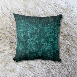 Almofada Teal Faux Emboscada De Couro-Rosa