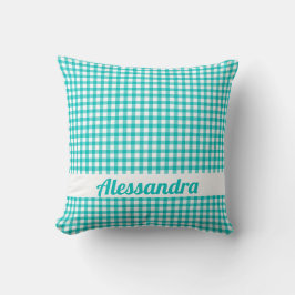 Almofada Teal Gingham Country Farmhouse