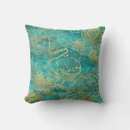 Almofada Teal Green e Dourado Starfish Beachy Seasheles
