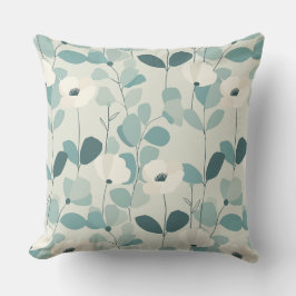 Almofada Teal Green Floral Throw Pillow