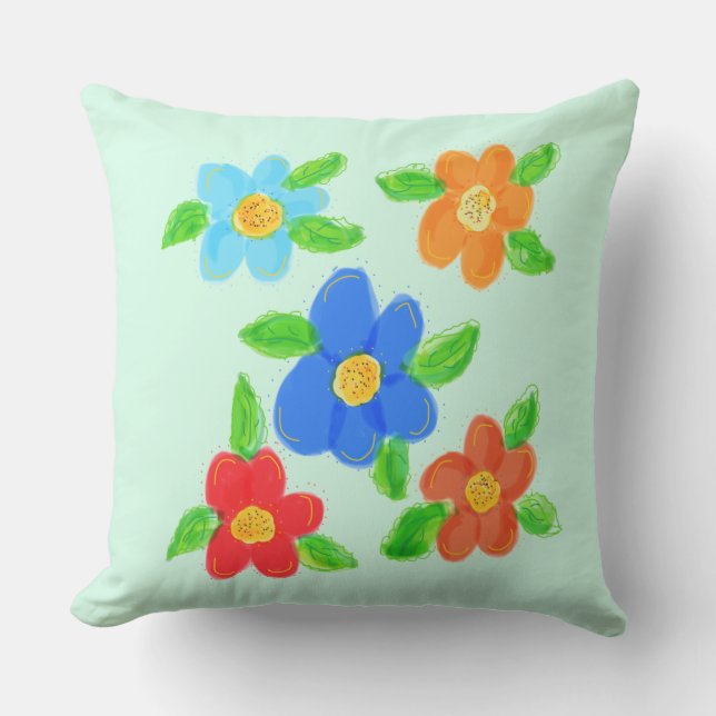 Almofada Teal Laranja E Vermelho (Frente)