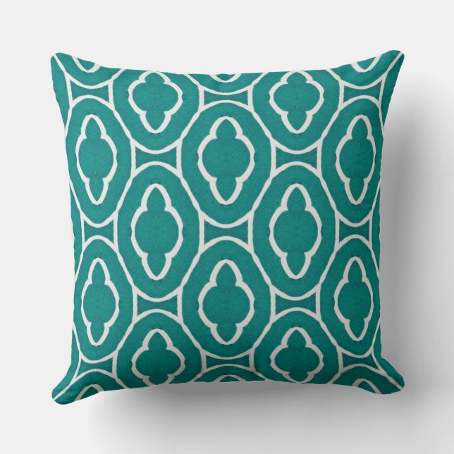 Almofada  Teal Moroccan Trellis Pattern (Verso)