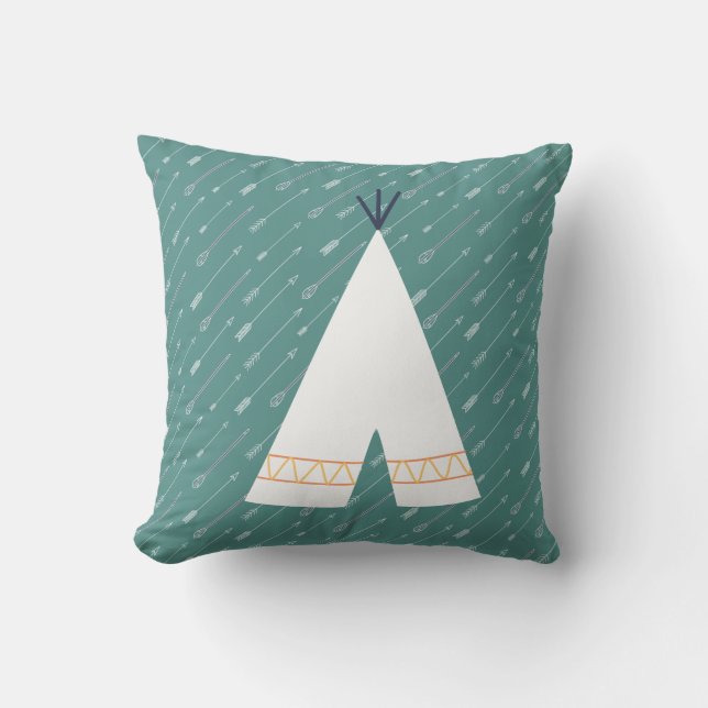 Almofada Teal Native American Travesseiro Tee Pee (Frente)