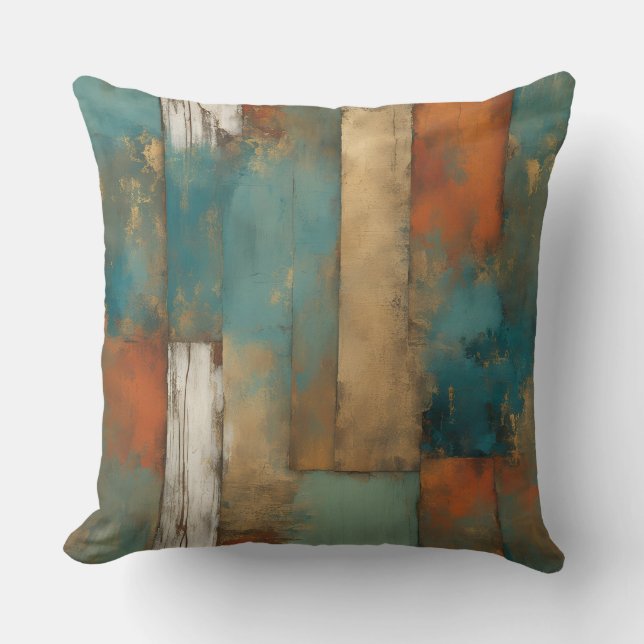 Almofada Teal Orange Dourado Modern Farmhouse (Frente)