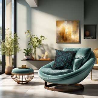 Almofada Teal Peonies no Travesseiro Negro