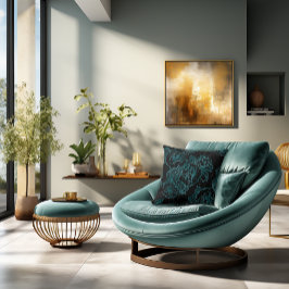 Almofada Teal Peonies no Travesseiro Negro