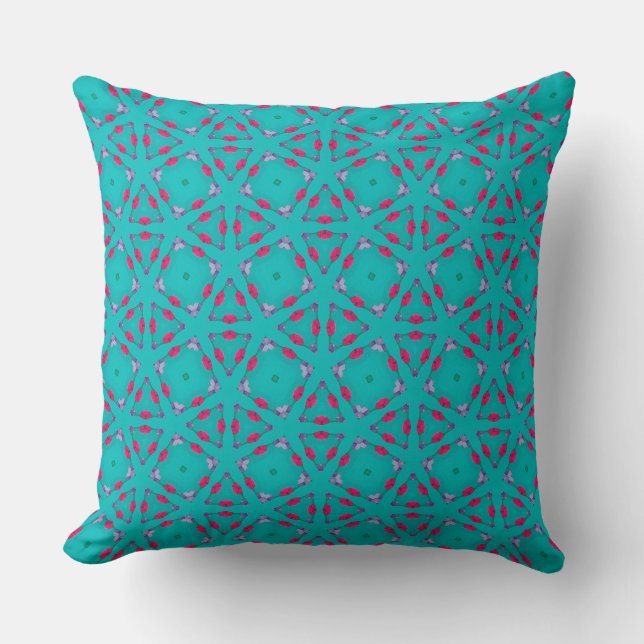 Almofada Teal Pink Retro Geometry Pillow (Frente)