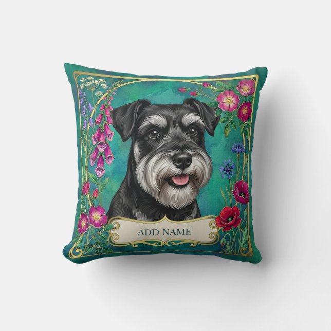 Almofada Teal Prata e Preta Personalizada Schnauze (Frente)