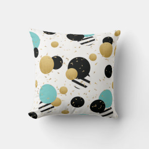 Almofada Teal Preto do Partido Dot Confetti e Dourado