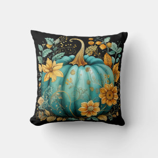 Almofada Teal Pumpkin Autumn Boho Fall Black
