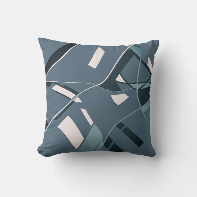 Almofada Teal White em Linhas Inclinadas Vermelhas Laminada (Frente)