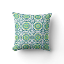 Teal White Mandala Padrão Reversible Boho Throw P